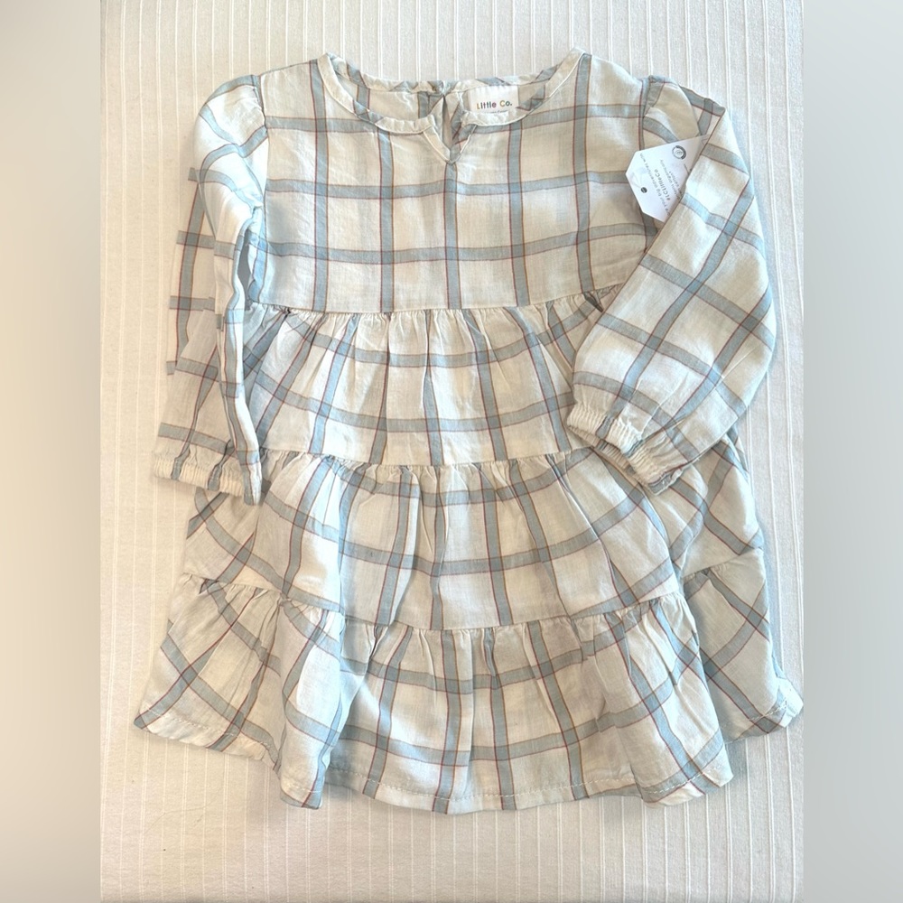 Little Co. Blue Window Pane Plaid Dress Size 18 Months